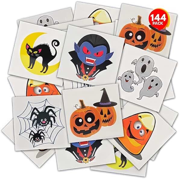 ArtCreativity Halloween Temporary Tattoos for Kids - Pack of 144-2 Inch Non-Toxic Tats Stickers for Boys and Girls, Best for Halloween Party Favors, Treats, Décor, Goodie Bags - 6 Assorted Designs - Product Image