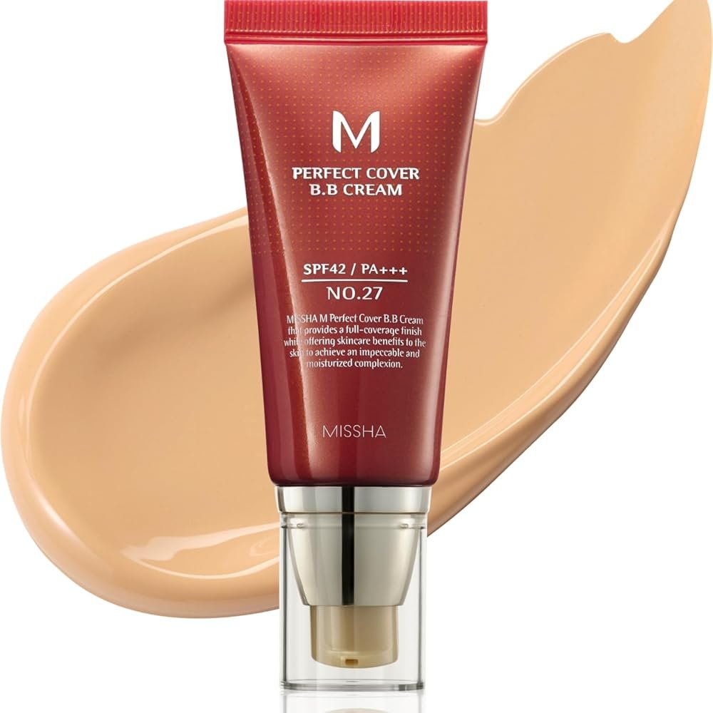 MISSHA M Perfect Cover BB Cream No.27 Honey Beige - Medium with Neutral/Warm Undertone SPF 42 PA +++ 1.69 Fl Oz - Tinted Moisturizer for face with SPF - Product Image