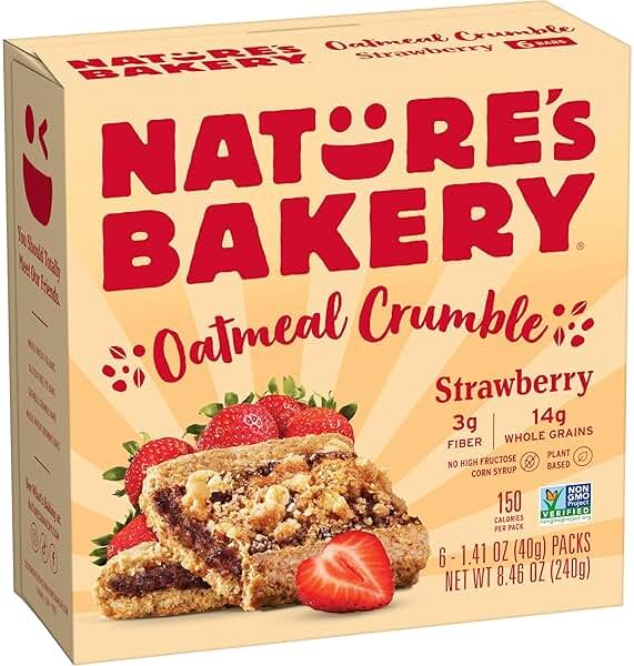 Nature’s Bakery Oatmeal Crumble Bars, Strawberry, Real Fruit, Vegan, Non-GMO, Breakfast Bar, 1 Box With 6 Bars, 6 Count - Product Image