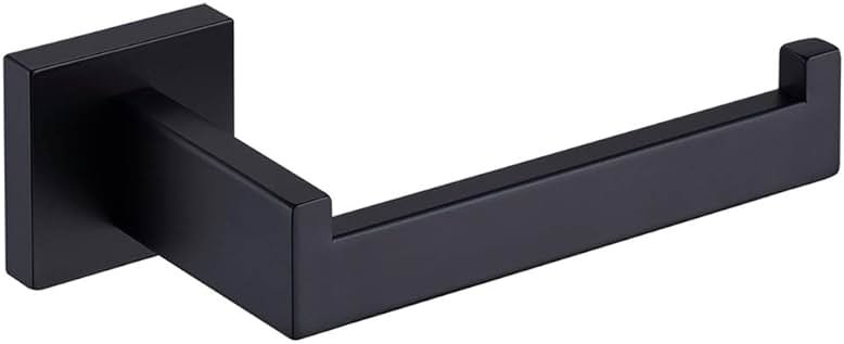TASTOS Toilet Paper Holder Matte Black, Toilet Tissue Roll Holders Dispenser and Hangers Wall Mounted for Bathroom & Kitchen, Stainless Steel Modern Square Style - Product Image