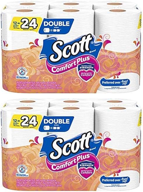 Scott ComfortPlus Toilet Paper, 12 Double Rolls, Bath Tissue (2 Pack) - Product Image