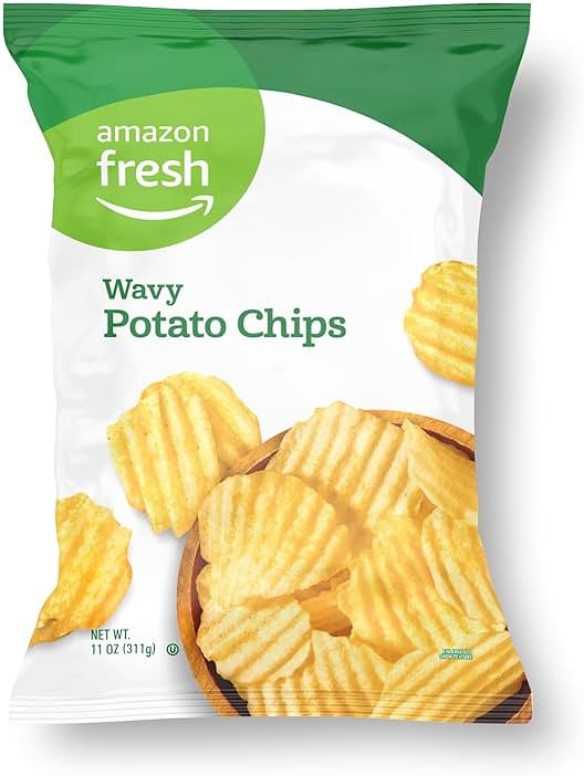 Amazon Fresh, Wavy Potato Chips, 11 Oz (Previously Happy Belly, Packaging May Vary) - Product Image