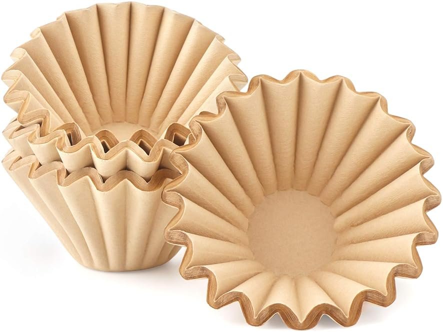 EUSOAR 1-4 Cup Disposable Coffee Filters, 100 count Filter Replacement, Natural Brown Unbleached, fit small Basket Style Single Serve Coffee Makers, for Home Office Use Pour Over and Drip Coffee Maker - Product Image