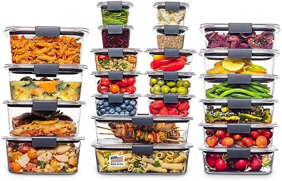 Rubbermaid Brilliance BPA Free 44-Piece Food Storage Containers Set Airtight Leak-Proof with Lids for Meal Prep Lunch and Leftovers - Product Image