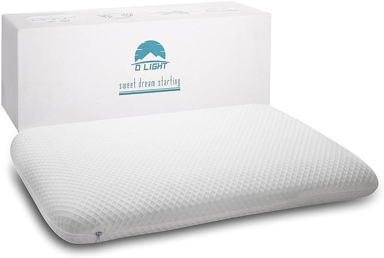 DLIGHT BD Slim 3.2" Stomach Sleeping Memory Foam Pillow-Thin, Flat, Soft Yet Supportative for Belly, Back& Stomach Sleepers - Product Image
