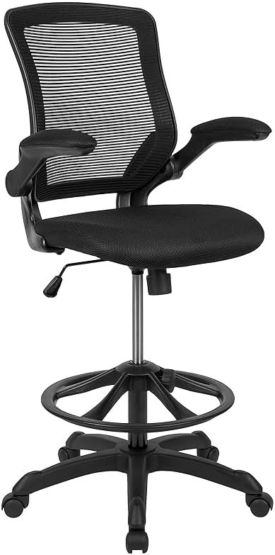 Flash Furniture Kale Mid-Back Swivel Office Chair with Adjustable Foot Ring, Lumbar Support, and Seat Height, Ergonomic Mesh Executive Chair, Black - Product Image