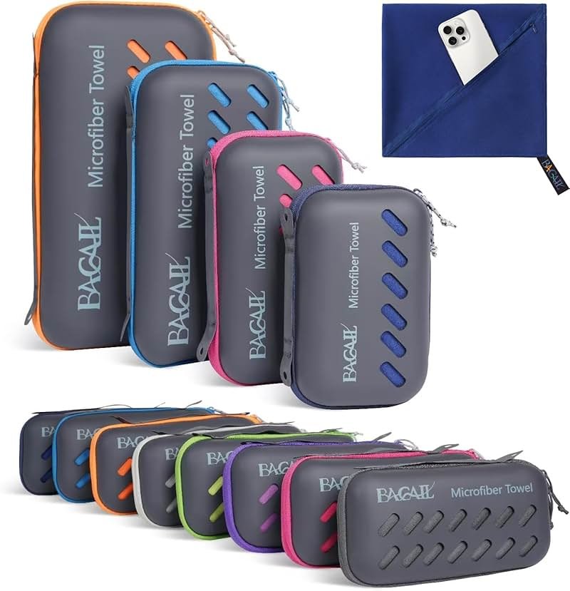 BAGAIL Camping Towel with EVA Case, Compact & Ultra Soft Microfiber Travel Towel - Super Absorbent & Lightweight Quick Dry Towels for Sports, Beach, Gym, Backpacking, Hiking and Yoga - Product Image