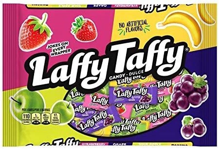 Laffy Taffy Assorted Flavors 12 Pieces - Strawberry, Grape, Sour Apple, Banana - Halloween Chewy Candy Net Wt. 4.2 oz (1) - Product Image