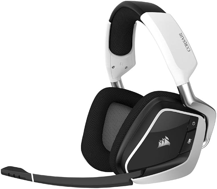 Corsair Void RGB Elite Wireless Gaming Headset – 7.1 Surround Sound – Omni-Directional Microphone – Microfiber Mesh Earpads – Up to 40ft Range – iCUE Compatible – PC, Mac, PS5, PS4 – White - Product Image