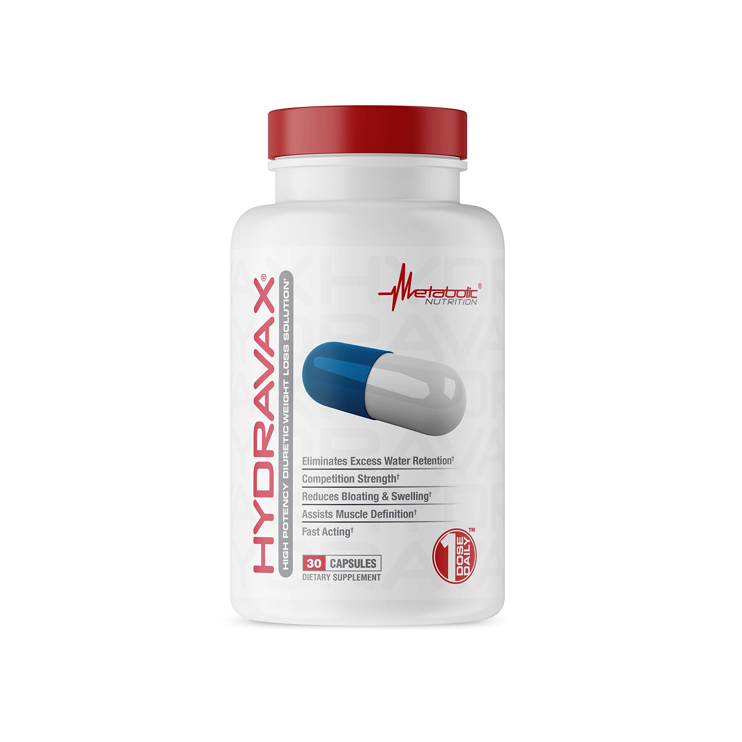 Metabolic Nutrition, Hydravax - Premium Diuretic Water Pills, Natural & Safe, Eliminates Water Retention, with Dandelion, Magnesium, Green Tea Extract, Cranberry Powder, 30 Capsules, 1 Dose Daily - Product Image