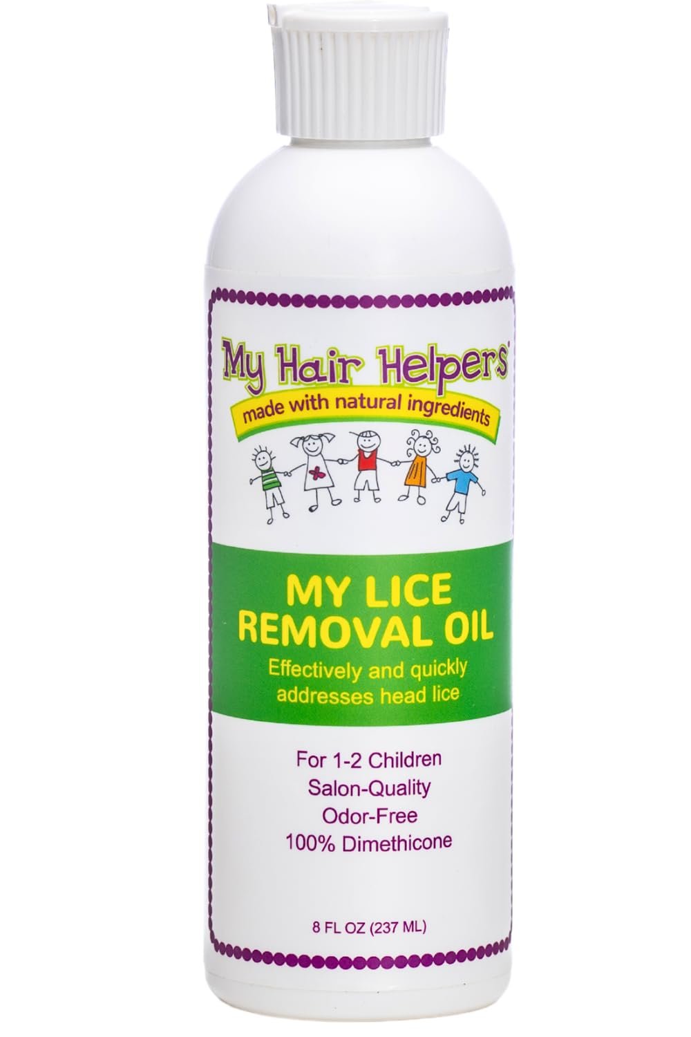 My Hair Helpers Unscented Dimethicone Oil Lice Treatment for Louse, Slows Down Head Lice, 8 fl Ounces, for 1-2 Children - Product Image
