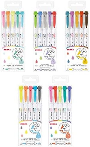 Zebra Mildliner highlighter Brush pen, 25 Pastel Color set with Original Pen Case - Product Image