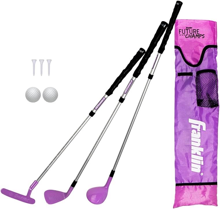 Franklin Sports Kids Golf Set - Youth Adjustable Plastic Golf Club Set - Kids Plastic Golf Set with Bag & Balls - Adjustable Length Clubs for Toddlers - Pink - Product Image