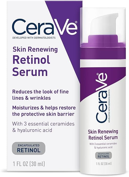 CeraVe Anti Aging Retinol Serum For Face, Encapsulated Retinol With Hyaluronic Acid, Niacinamide & Ceramides, Smooths Wrinkles & Fine Lines, Gentle Skin Brightening Serum, Fragrance Free, 1 Oz - Product Image