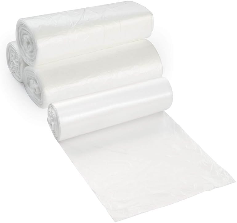 20-30 Gallon Clear Garbage Can Liners, 100 Count - Medium - Large Trash Can Liners - High Density, Thin, Lightweight, 10 Microns - For Office, Home, Hospital, Wastebaskets - 4 Coreless Rolls - Product Image