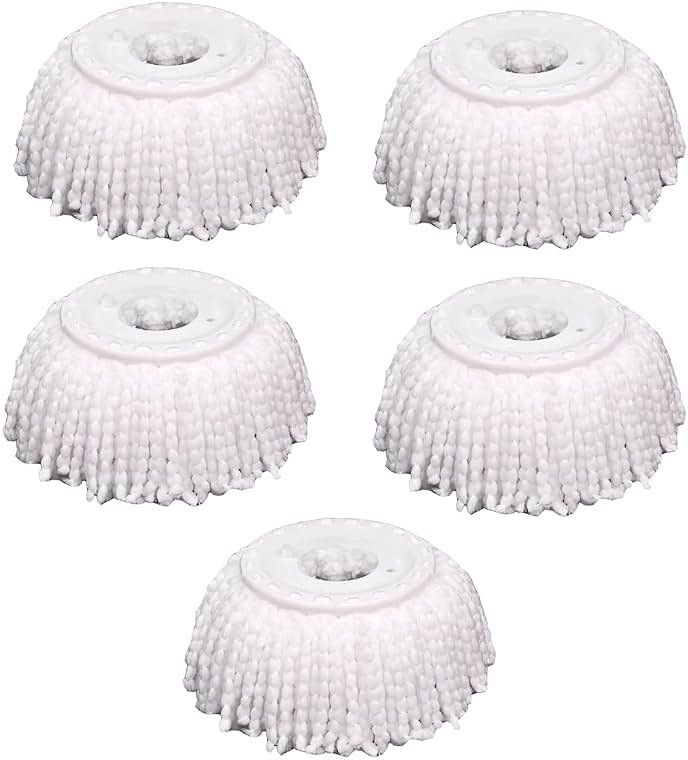 5 PCS Microfiber Replacement Mop Head Spin Mop Head Replacement 5-Pack, Microfiber Refill Heads Universal for 360 Spin Magic Mopping, Round Shape Standard Size White - Product Image