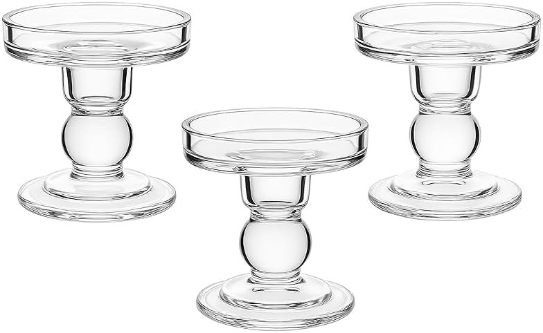 OYATON Glass Candle Holders for Pillar Candle, Unity Candle Holder Set of 3 for Wedding Ceremony Set, Candlestick Holder for Table or Home Decoration - Product Image