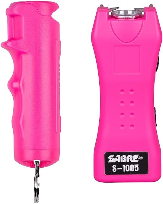 SABRE Pepper Spray & 2‑in‑1 Stun Gun with Flashlight Self Defense Kit – Fast Flip Top 10‑Second Safety Spray with Finger Grip & Keychain – Rechargeable Stun Gun, 1.60 µC Charge, 120‑Lumen LED Light - Product Image