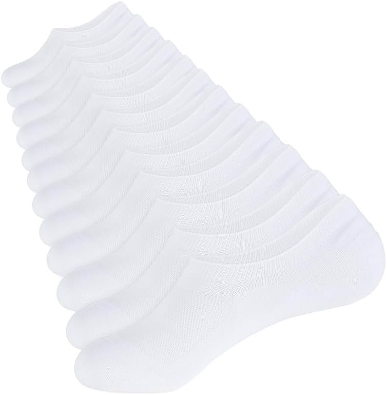 CLOSEMATE Mens No Show Socks Cotton Thin High Elasticity Low Cut Ankle Socks with Non Slip Grips 6 Pairs - Product Image