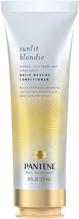 Pantene Sunlit Blondie Daily Rescue Conditioner Toner For Blonde Hair, Treatment for Color Treated Hair, with Biotin and Silk Extract, 8 Fl Oz - Product Image