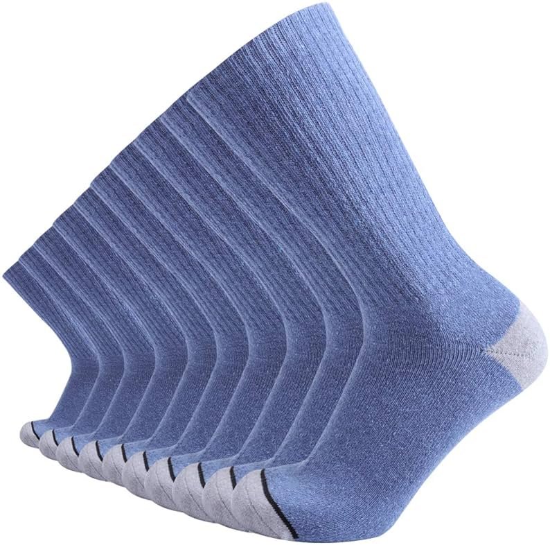 EnerWear 10P Pack Unisex Cotton Moisture Wicking Cushion Crew Socks - Product Image
