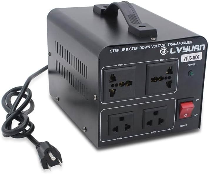 Cantonape Voltage Transformer Converter 1000 Watt Step Up/Down Convert from 110-120 Volt to 220-240 Volt and from 220-240 Volt to 110-120 Volt with 2 US Outlets, 2 Universal Outlets - Product Image