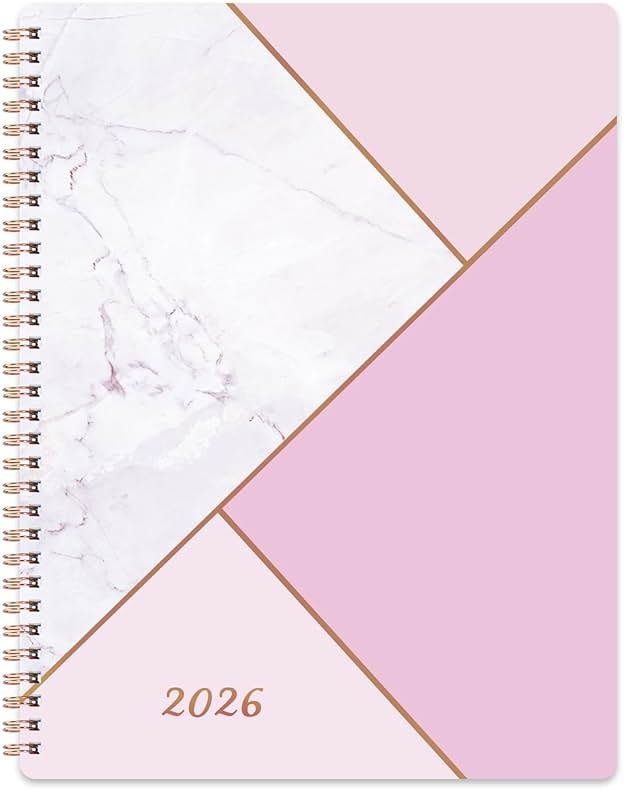Planner 2026-2027 - Academic Planner 2026-2027, Jul. 2026 - June. 2027, 8" x 10", Planner Weekly and Monthly with Tabs, Planners 2026, 12 Month Calendar with Colourful Tabs, Twin-Wire Binding - Pink Marble - Product Image