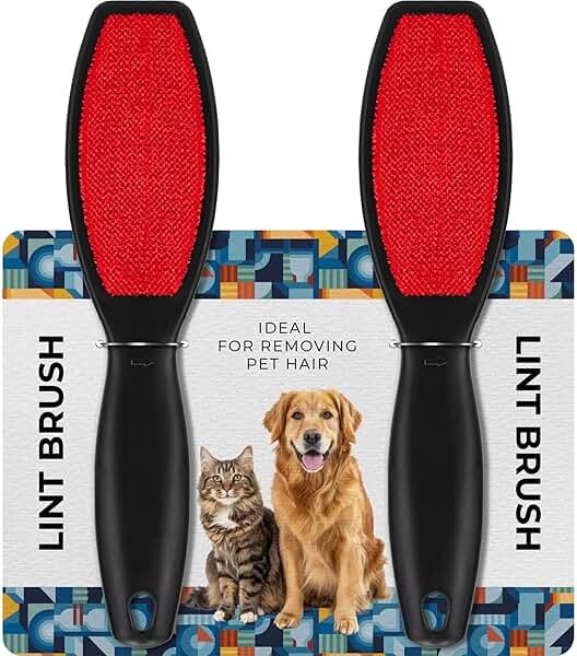 DecorRack (2 Pack) Double-Sided Lint Brushes, Pet Hair Remover Brush for Clothes and Furniture, Remove Cat and Dog Fur from Fabric Carpet and Clothing, Lint Removal Brush, Portable, Reusable (2 Pack) - Product Image
