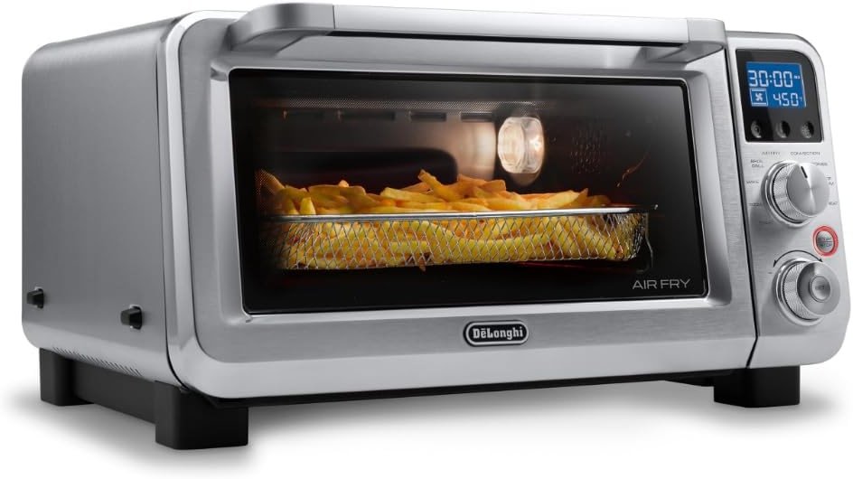 De'Longhi Digital Air Fry Convection Toaster Oven 14L Stainless Steel, Air Fry Oven, 9-in-1, Grills, Broils, Bakes, Roasts, Reheats, Keep Warm, Non-Stick, Scratch-Resistant Interior, 1800-Watts - Product Image