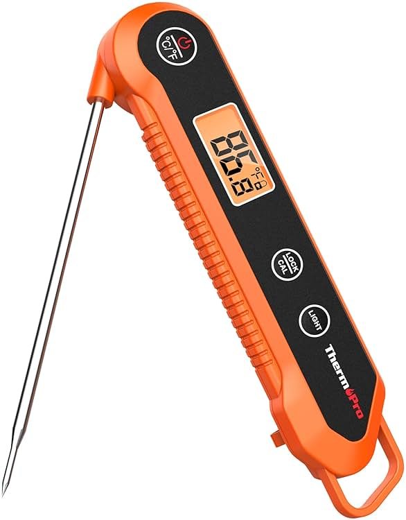 ThermoPro Digital Instant Read Meat Thermometer for Grilling Waterproof Kitchen Food Thermometer with Calibration & Backlight Smoker Oil Fry Candy Thermometer with Temperature Indicators - Product Image