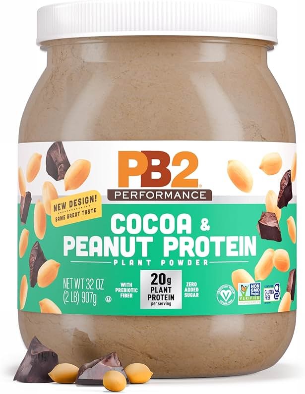 PB2 Performance Peanut Plant Based Vegan Protein Powder | 20g Complete Protein, No Added Sugar, Prebiotic Fiber | Dairy Free, Certified Vegan, Non-GMO, and Gluten Free [Peanut with Dutch Cocoa, 2lb] - Product Image