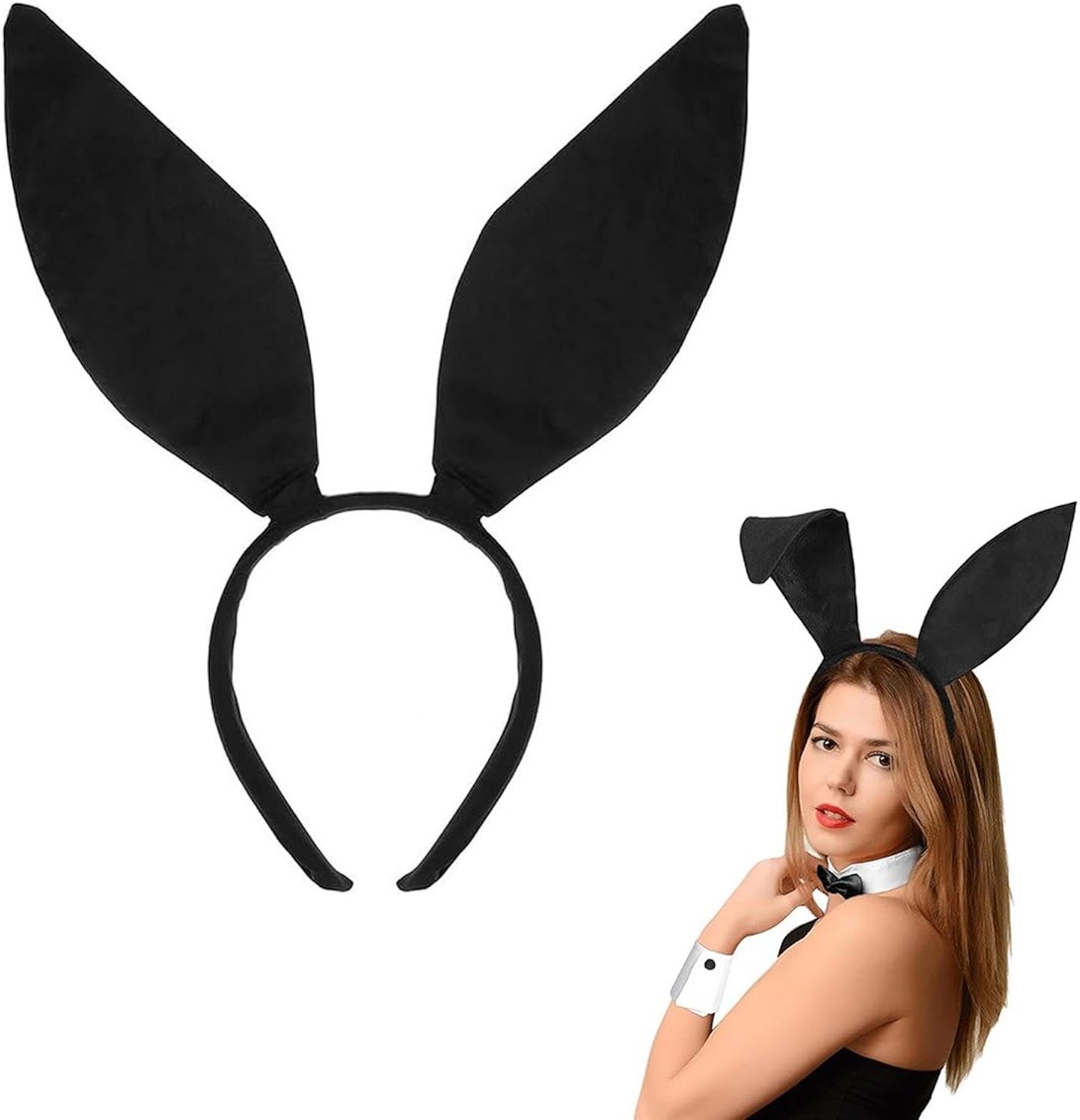 Soochat Bunny Ears Headband Cute Sexy Rabbit Ear Hair Band for Easter Halloween Christmas Party Cosplay Costume Accessory (Black) - Product Image
