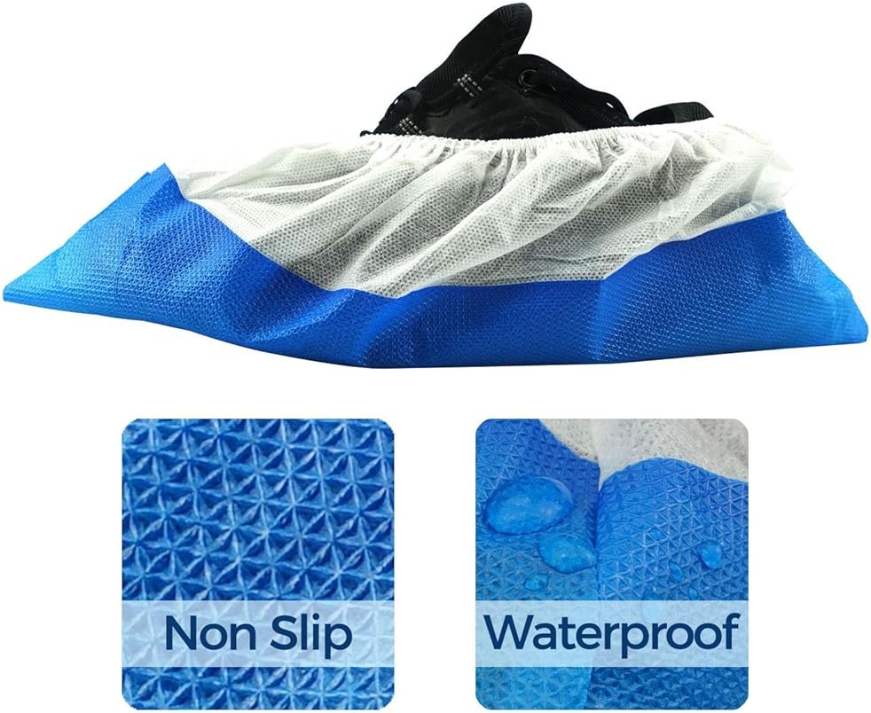 OhanaPro Premium Disposable Non Slip Boot & Shoe Covers - Pack of 50 - Waterproof Double Layer Bottom - Extra Thick, Durable, Recyclable - One Size Fits Most - Product Image