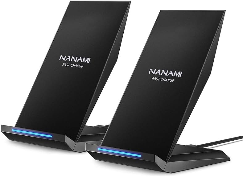 Fast Wireless Charger, [2 Pack] NANAMI Wireless Charging Stand Compatible with iPhone 17/17 Air/17 Pro/17 Pro Max/16/15/14/13, Desktop Nightstand Phone Charger Dock for Galaxy S26/S26+/S25/S24/S23/S22 - Product Image