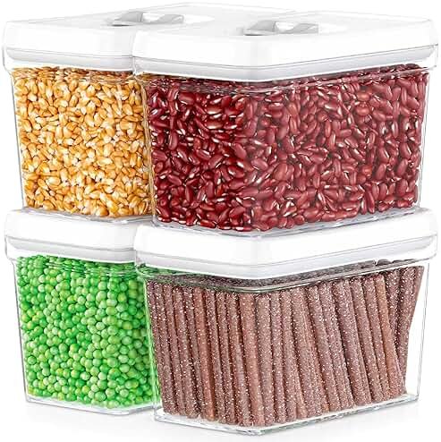 DWËLLZA KITCHEN Airtight Food Storage Containers with White Lids 2L - 4 Pc Clear Plastic Pantry Snacks Kitchen Container, Baking Supplies, 4LB Sugar & Flour Canister BPA-Free - Product Image
