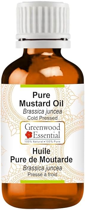 Greenwood Essential Mustard Oil (Brassica juncea) | Cold Pressed | Natural | Undiluted | for Diluting Essential Oils | for Skin & Massage | Men & Women | 50ml (1.69 oz) - Product Image