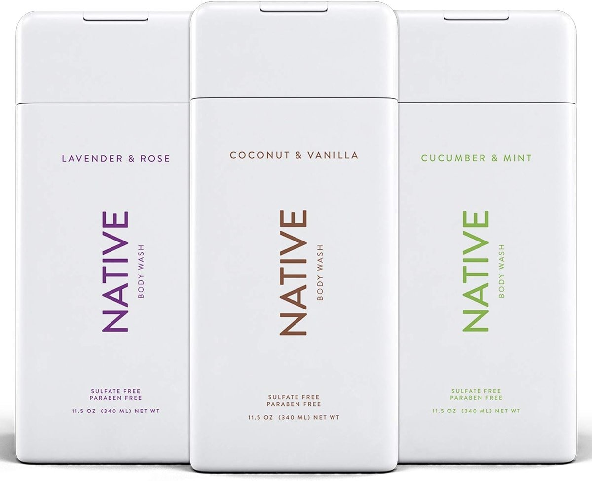 Native Body Wash 3 Pack - Natural Body Wash Women & Men - SLS & Paraben Free - Cucumber & Mint, Coconut & Vanilla, Lavender & Rose - Product Image