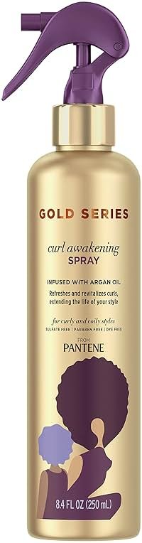 Pantene Gold Series Curl Awakening Spray, for Curly and Coily Hair, Infused with Argan Oil, 8.4 Fl Oz - Product Image