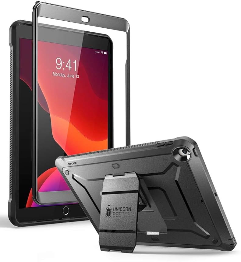 SUPCASE for iPad 9th Generation Case with Screen Protector (Unicorn Beetle Pro), [Built-in Stand] Heavy Duty Rugged Protective Case for iPad 10.2 9th / 8th / 7th Generation (2021/2020/2019), Black - Product Image