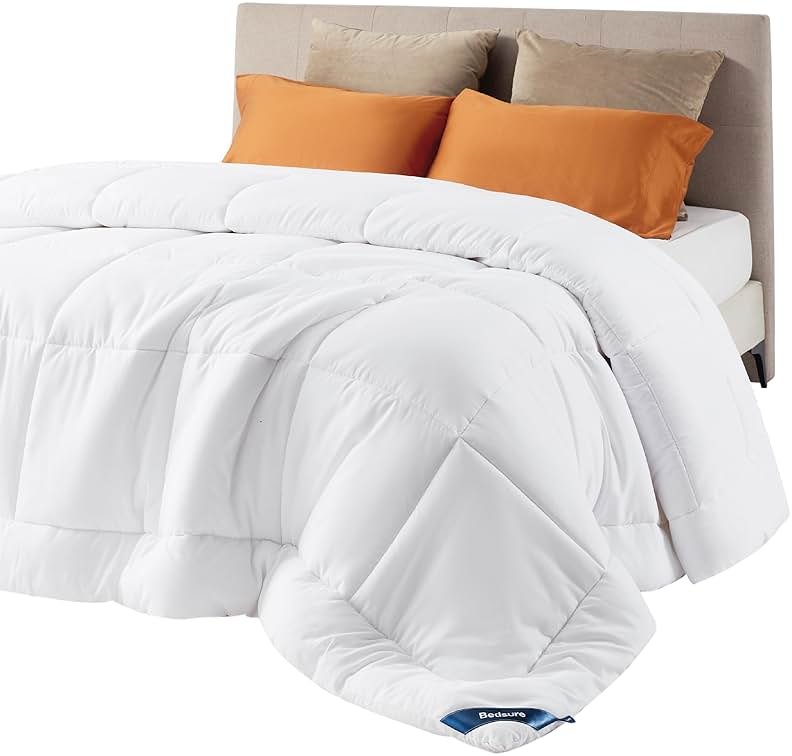 Bedsure Comforter Duvet Insert - Quilted Comforters Queen Size, All Season Duvet, GentleSoft Down Alternative Bedding, with 8 Tabs, Gifts for Women/Men, White, Queen 88 x 88 Inches | Queen Size, All Season Duvet, Down Alternative Bedding, White, Queen, 88 x 88 Inches - Product Image