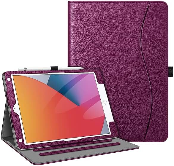 Fintie Case for iPad 9th / 8th / 7th Generation (2021/2020/2019) 10.2 Inch - [Corner Protection] Multi-Angle Viewing Stand Cover with Pocket & Pencil Holder, Auto Sleep Wake, Purple - Product Image