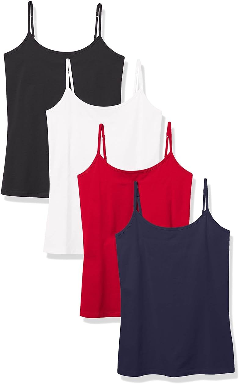 Amazon Essentials Women's Slim-Fit Camisole for Layering and Everyday Wear, Pack of 4 - Product Image