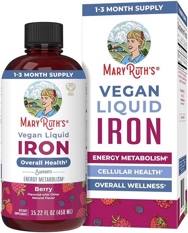 MaryRuth’s Liquid Iron | Iron Supplement for Women Men & Kids | Red Blood Cell Formation | Oxygen Support | Energy Metabolism | Ages 4 & Up | Sugar Free | Vegan | Non-GMO | Gluten Free | 15.22 Fl Oz - Product Image
