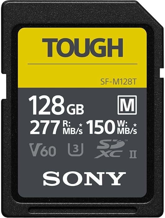 Sony TOUGH-M series SDXC UHS-II Card 128GB, V60, CL10, U3, Max R277MB/S, W150MB/S (SF-M128T/T1) - Product Image