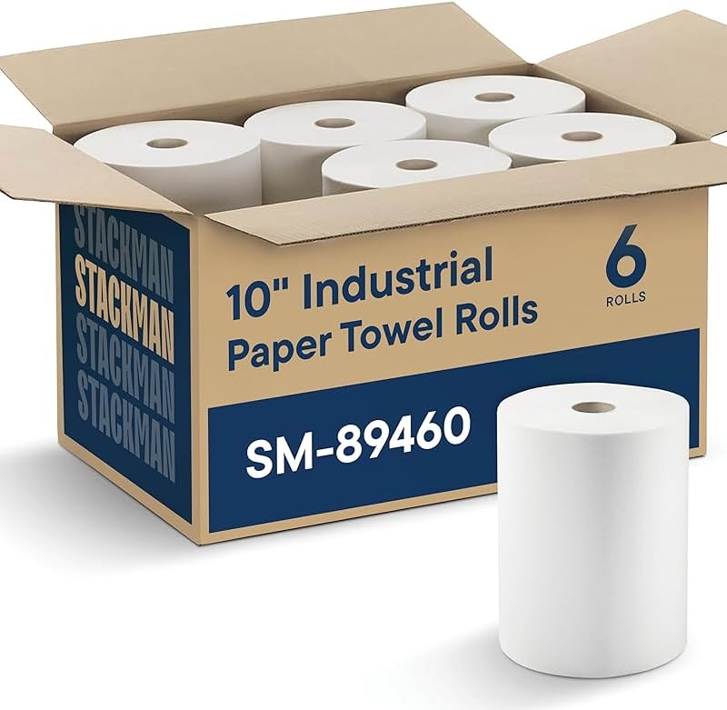 Industrial Paper Towels 10 x 800 White Roll Towels High Capacity Premium Quality (TAD Fabric Cloth Like Texture) Fits Touchless Automatic Commercial Towel Dispenser (Packed 6 Rolls) - Product Image