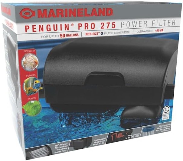 Marineland Penguin PRO 275 Power Filter Multi-Stage Aquarium Filtration for Aquariums Up to 50 Gallons - Product Image