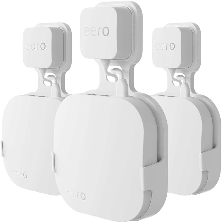 Wall Mount Holder for eero Pro Home WiFi System-Simple and Sturdy Wall Mount Holder Stand Bracket (NOT for eero 6 or eero pro 6), Without Messy Wires (White(3 Pack)) - Product Image