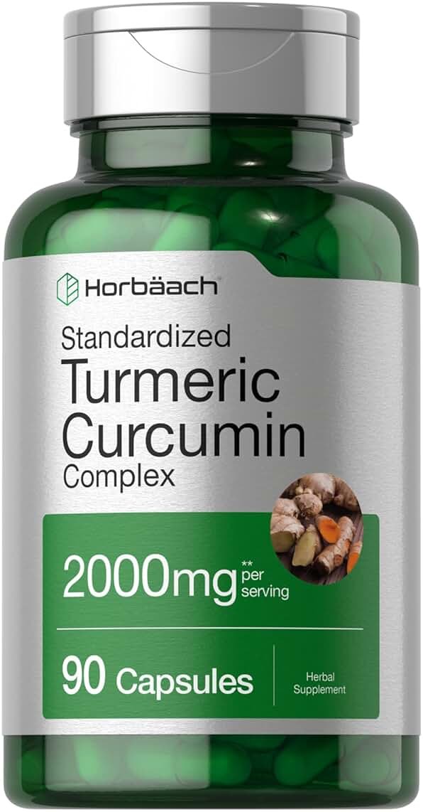 Horbäach Turmeric Curcumin Supplement | 90 Capsules | Complex with Black Pepper | Non-GMO, Gluten Free - Product Image