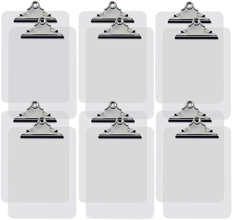Better Office Products Clear Plastic Clipboards, 12 Pack, Durable, 12.5 x 9 Inch, Standard Metal Clip, Transparent, See-Through Clear, Set of 12 - Product Image