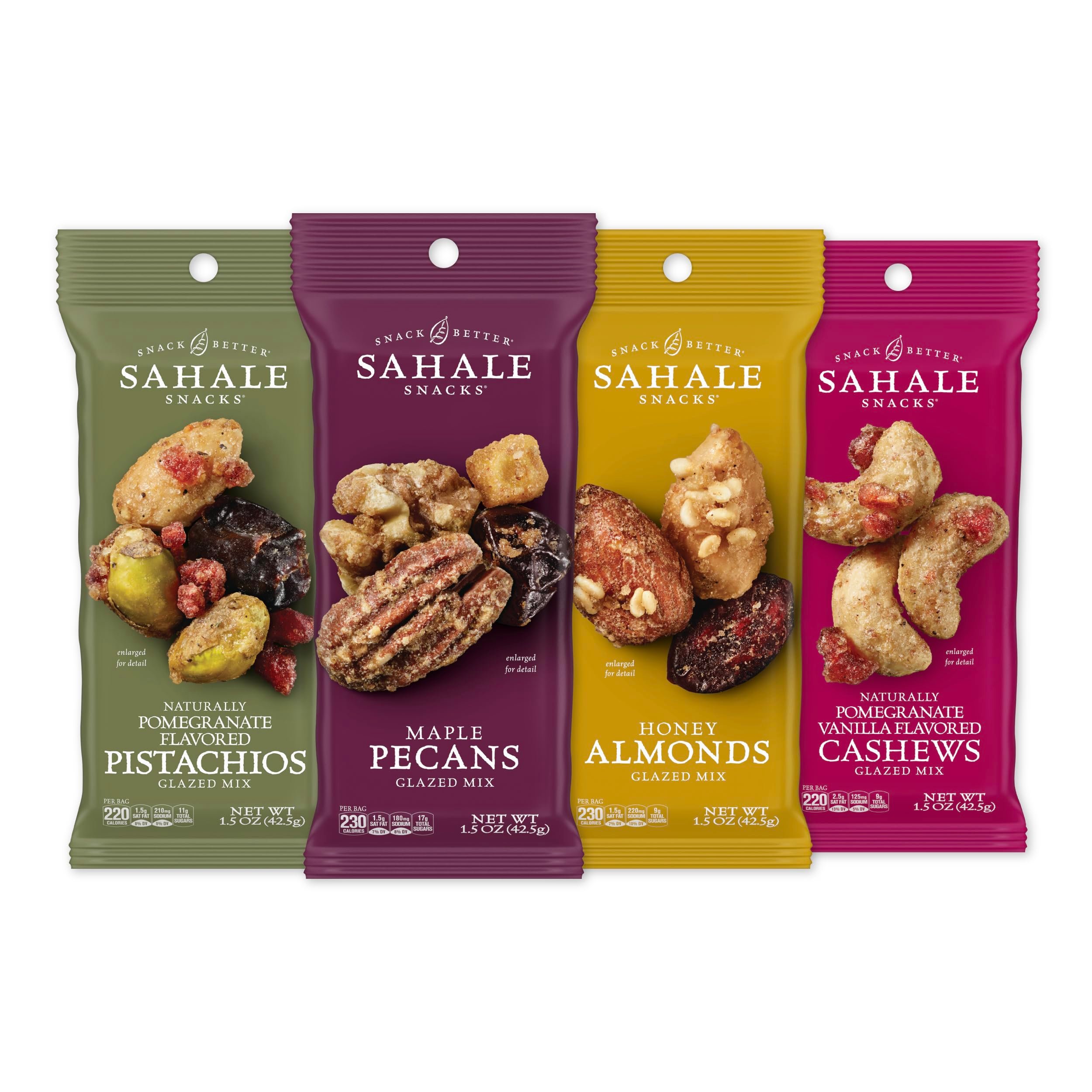 Sahale Snacks Glazed Mix Nut Blend Variety Pack, 1.5 Oz Grab & Go Bags (12 Total Packs) - Four Different Dry-Roasted Deluxe Mixed Nuts Blends Included - Non-GMO Kosher & Certified Gluten-Free Snacks - Product Image
